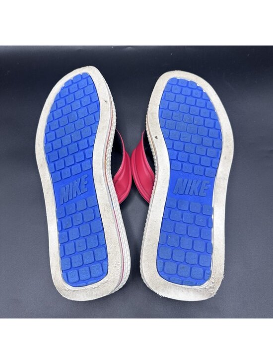 Vintage 80s NIKE Waffle Sole Sandals Thong Flip Flops Taiwan Sz L(11) White Red main image 5